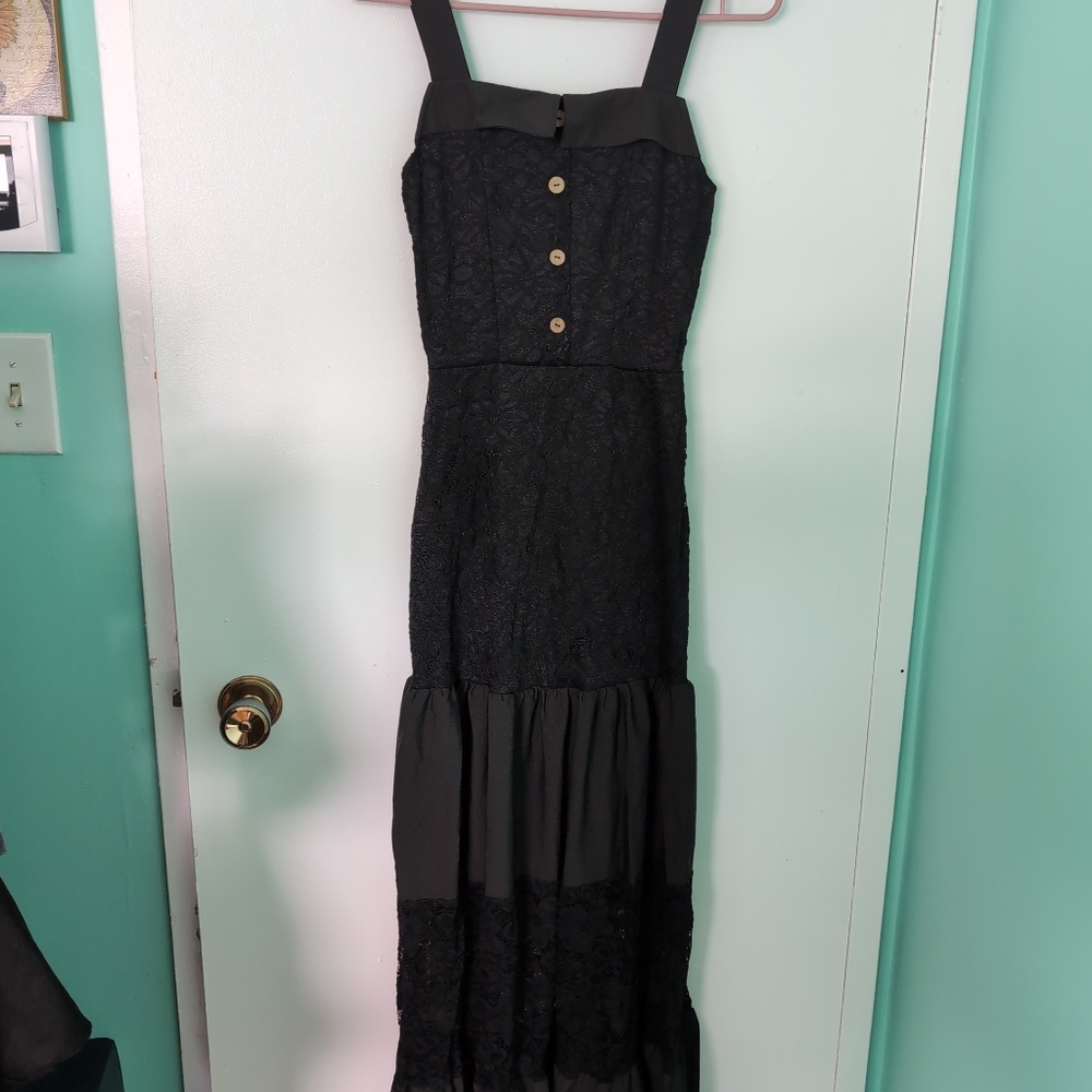 Elegant Black Lace Maxi Dress Ptp 14-17